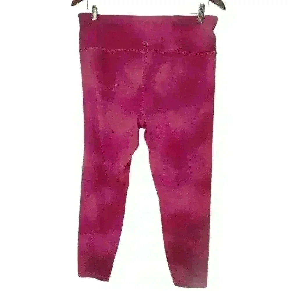 GapFit Eclipse 7/8 Leggings Fuschia Pink Tie Dye Size L